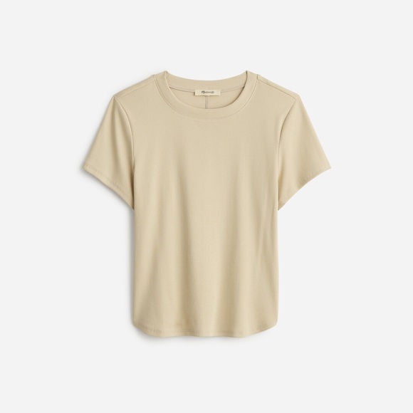 Madewell (re)generative cotton ribbed crewneck tee in Toasted Cashew - Picture 1 of 3